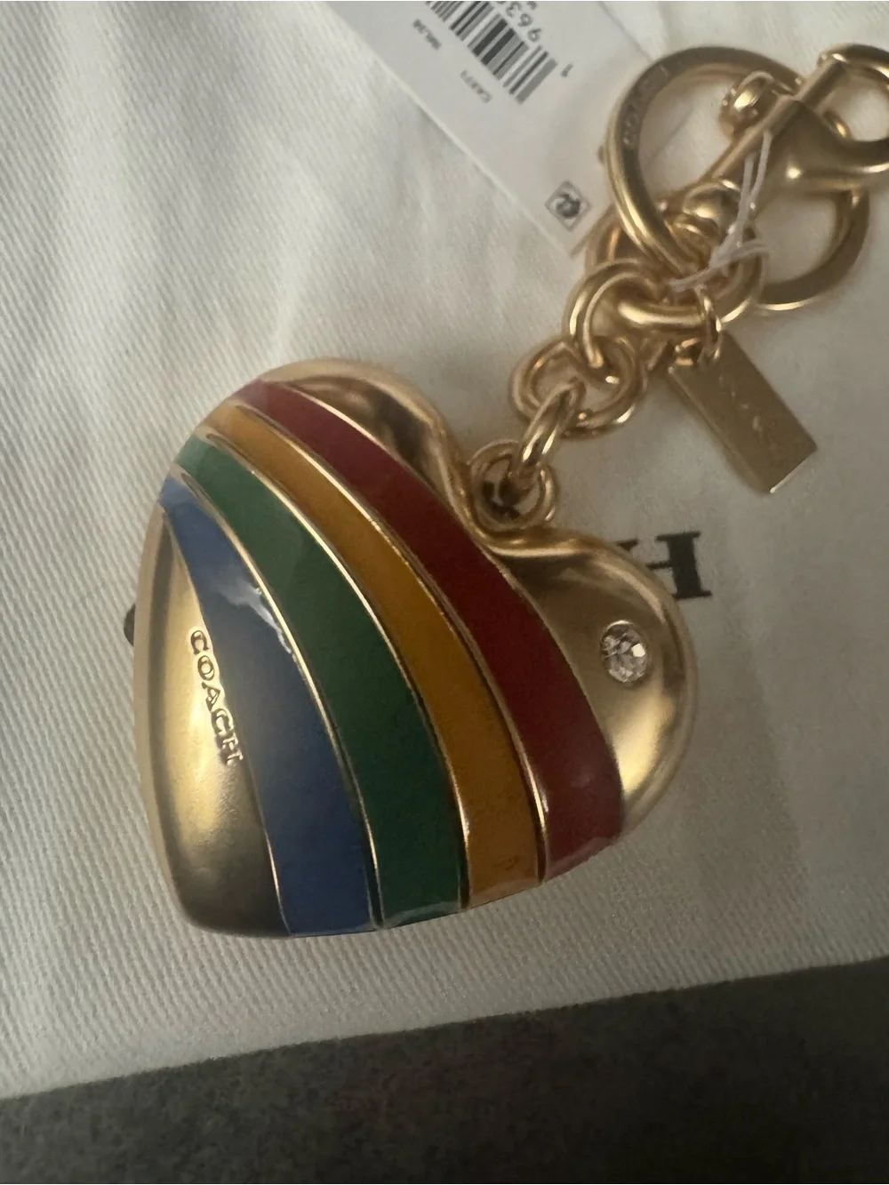 Coach Rainbow Heart Charm/Key chain